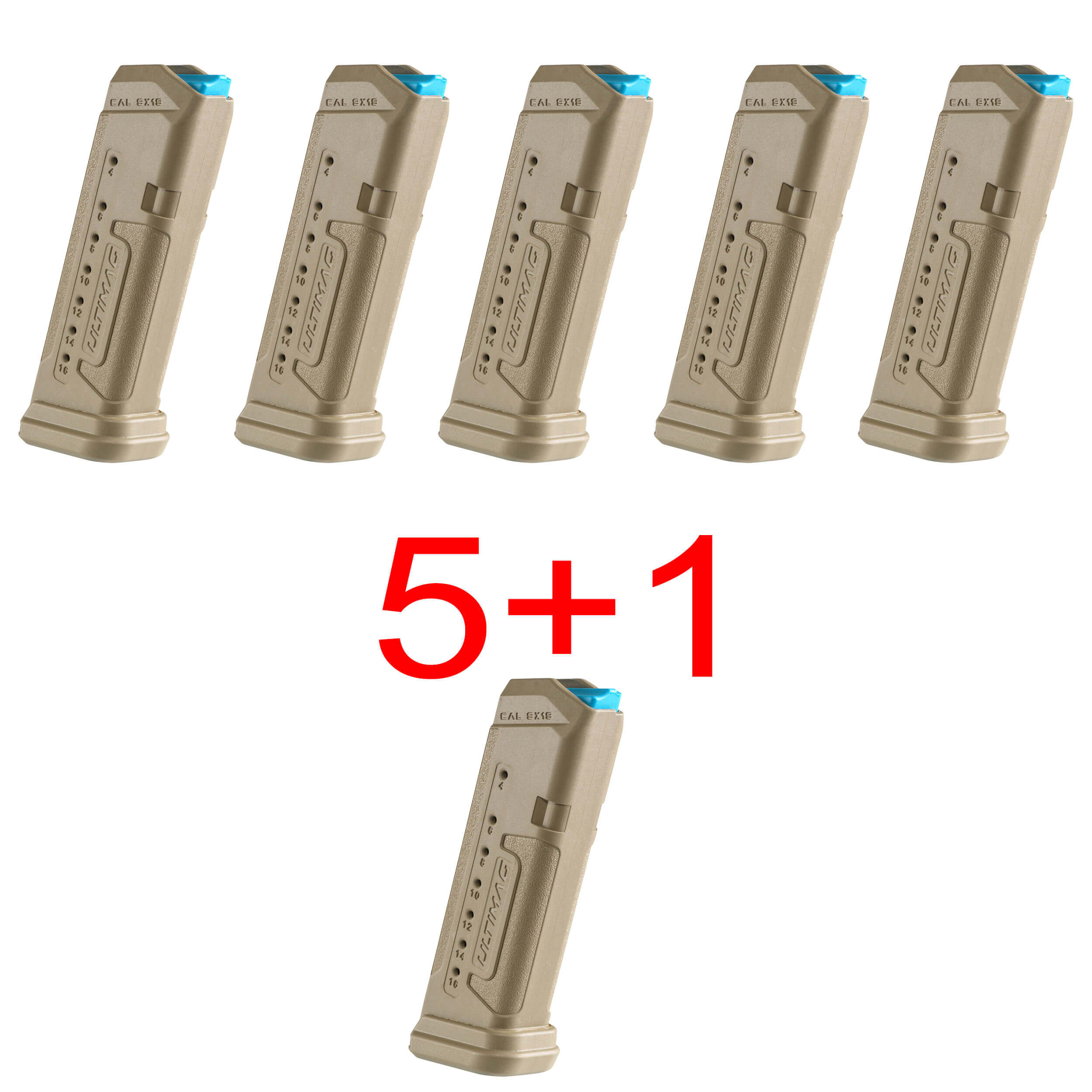 5+1 Vorteilspack Ultimag Magazin für Glock 19 - 9mm (16 Schuss)